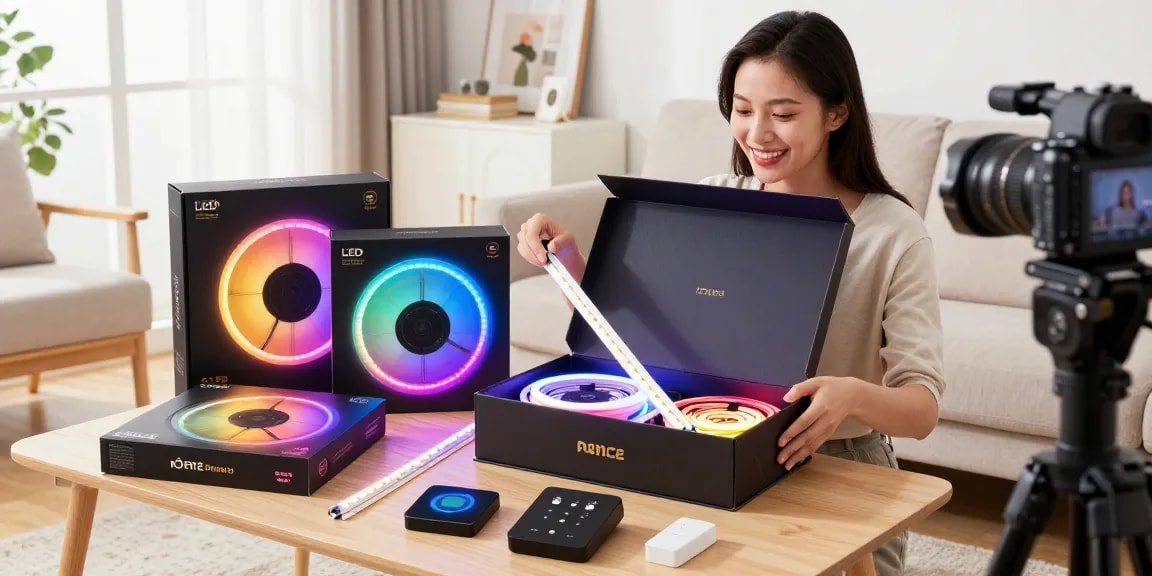 Banda led product showcase for online shoppers, featuring vibrant LED lighting options and accessories, ideal for modern homes and decor updates in e-commerce.