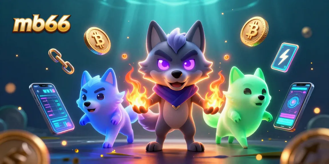 Experience the thrilling action of mb66 with a ghostly wolf pack amidst crypto-themed elements.