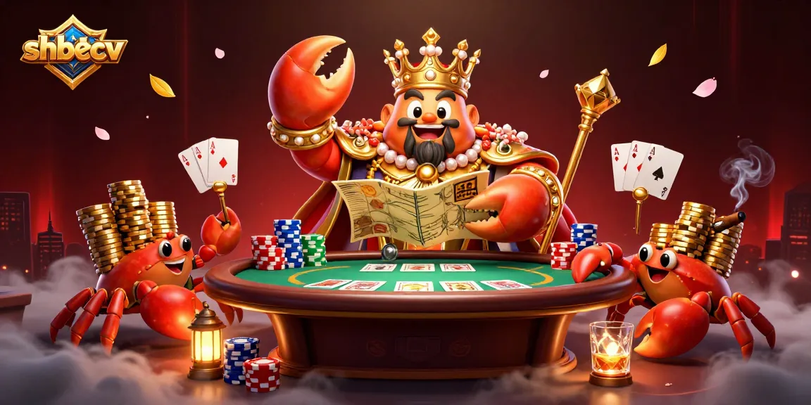 Experience the thrilling adventures of shbetcv with a majestic golden crab emperor ruling a vibrant casino scene.