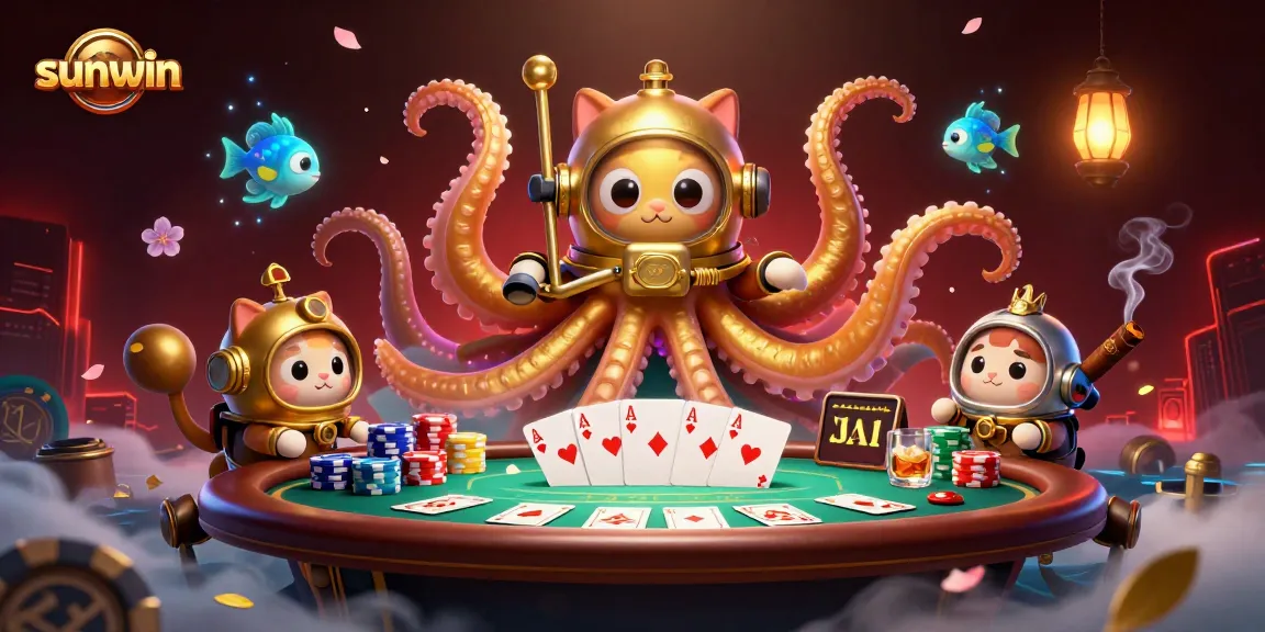 Experience the thrill of winning at sunwin with a vibrant 3D casino illustration showcasing Poker excitement.