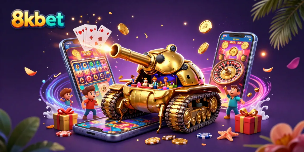 Experience the excitement of betting at 8kbet with a dynamic casino scene featuring a golden beetle tank.