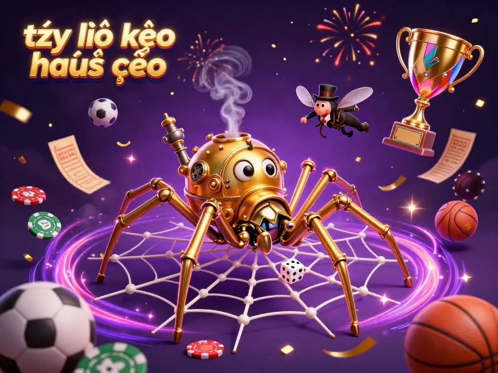 Capture winning moments with tỷ lệ kèo nhà cái, featuring a steampunk spider and Victorian fly amid dynamic betting elements.