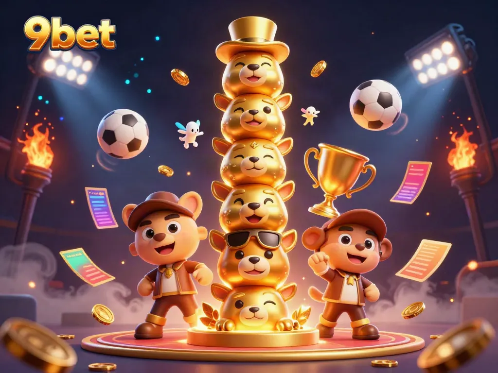 Play exciting games at 9bet with dynamic sports elements and vibrant 3D totem art