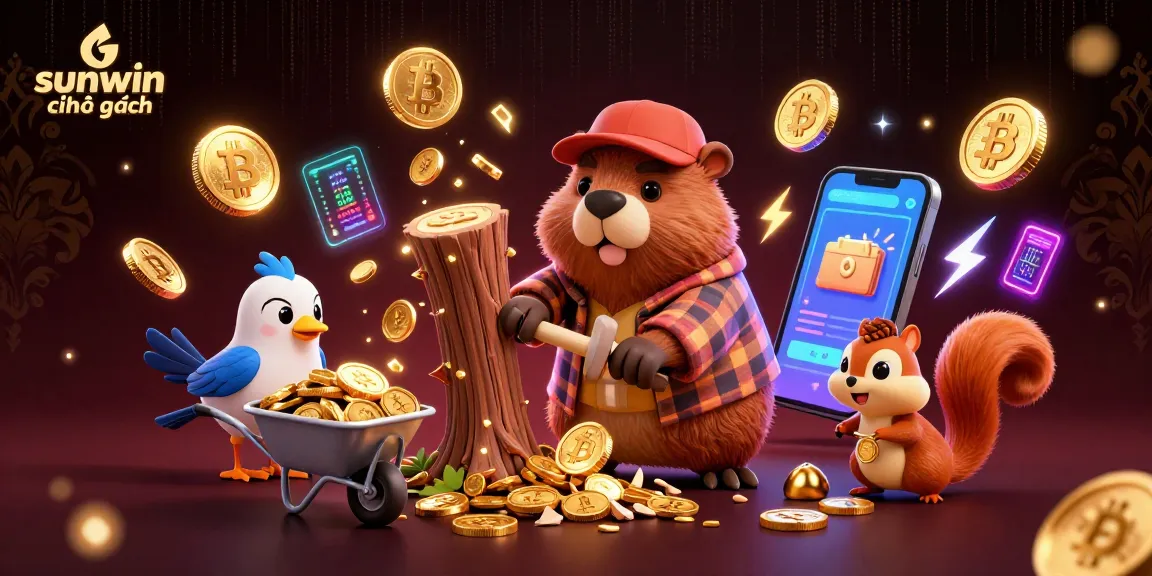 Win big at sunwin chính hãng with this vibrant scene showcasing cartoon characters celebrating in a casino