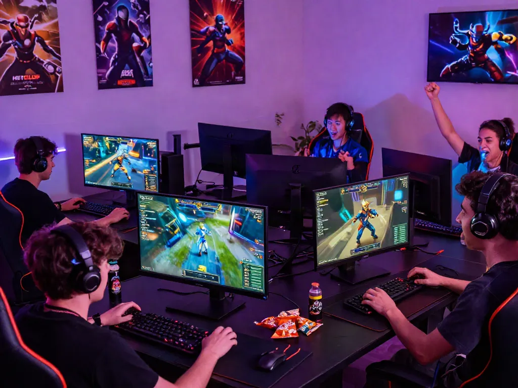 Exciting gaming moment at Hitclub with players engaged in multiplayer competition.