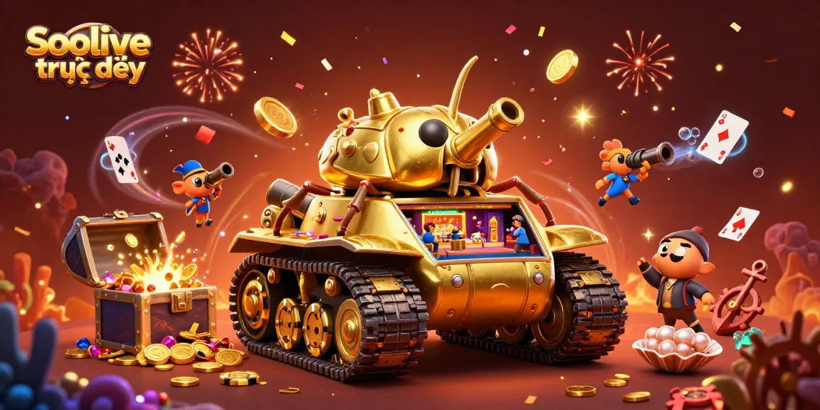 Socolive trực tiếp showcases a vibrant fantasy casino tank game scene filled with gold and excitement.