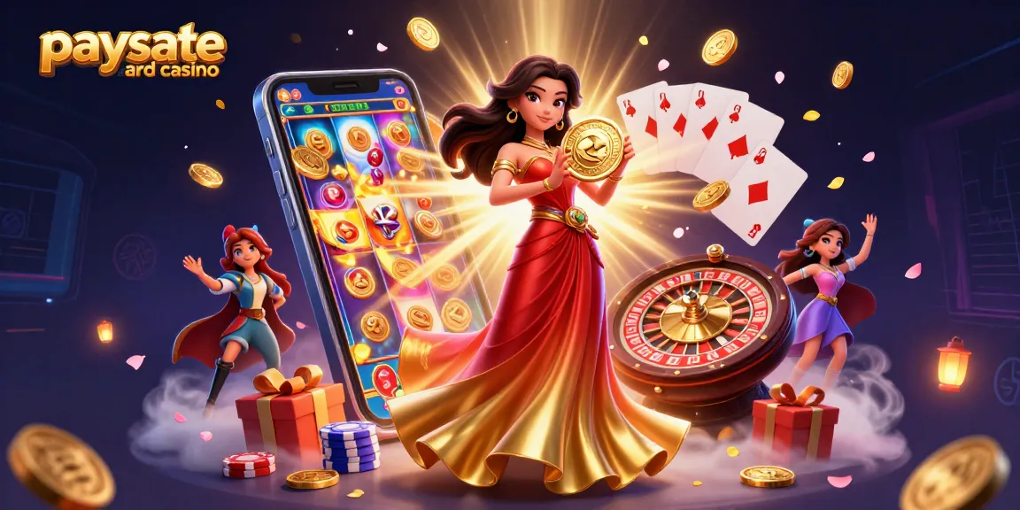 Erleben Sie aufregendes Gameplay im Paysafe Card Casino mit einer atemberaubenden asiatischen Frau, die eine goldene Münze hält.