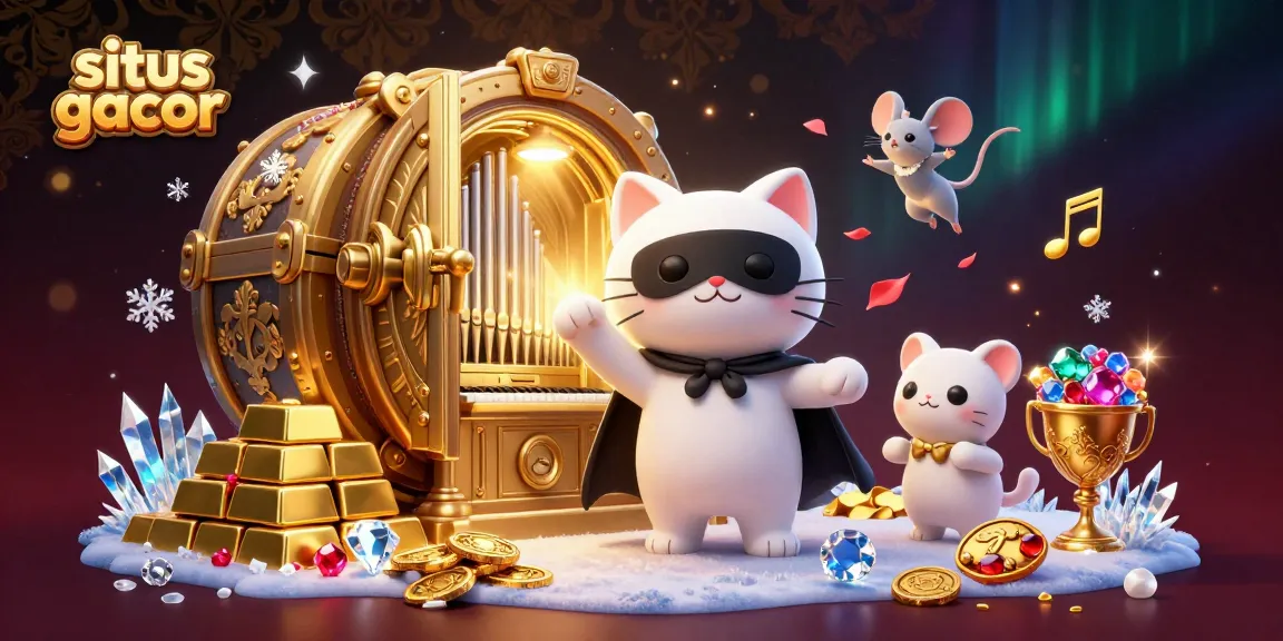 Engage with situs gacor: Experience a dynamic casino scene featuring a phantom cat and a mouse acrobat.