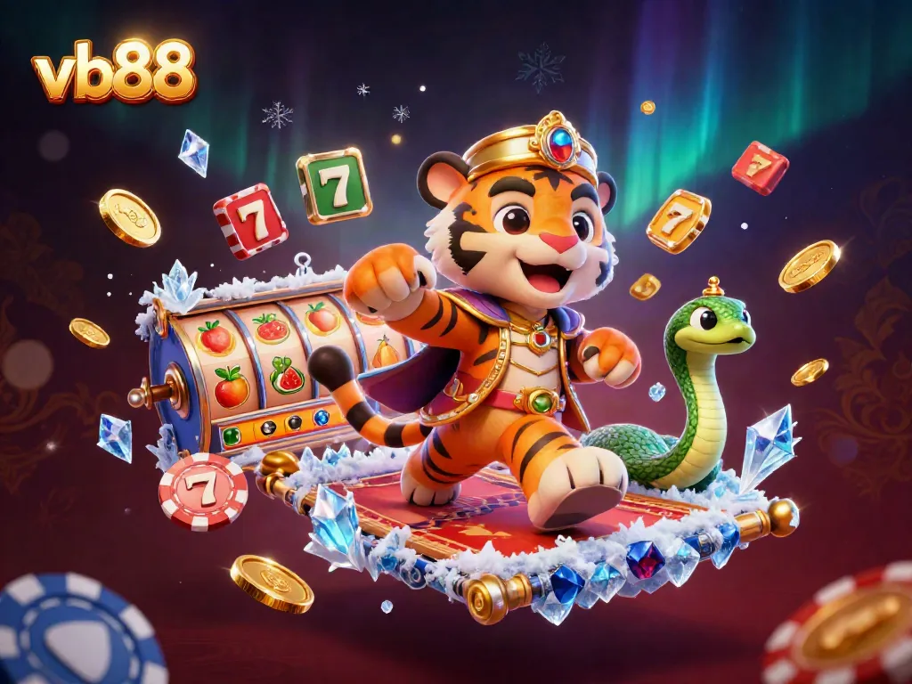 Experience the thrill of winning with vb88 in this vibrant casino scene featuring a tiger sultan and stunning jackpot elements.