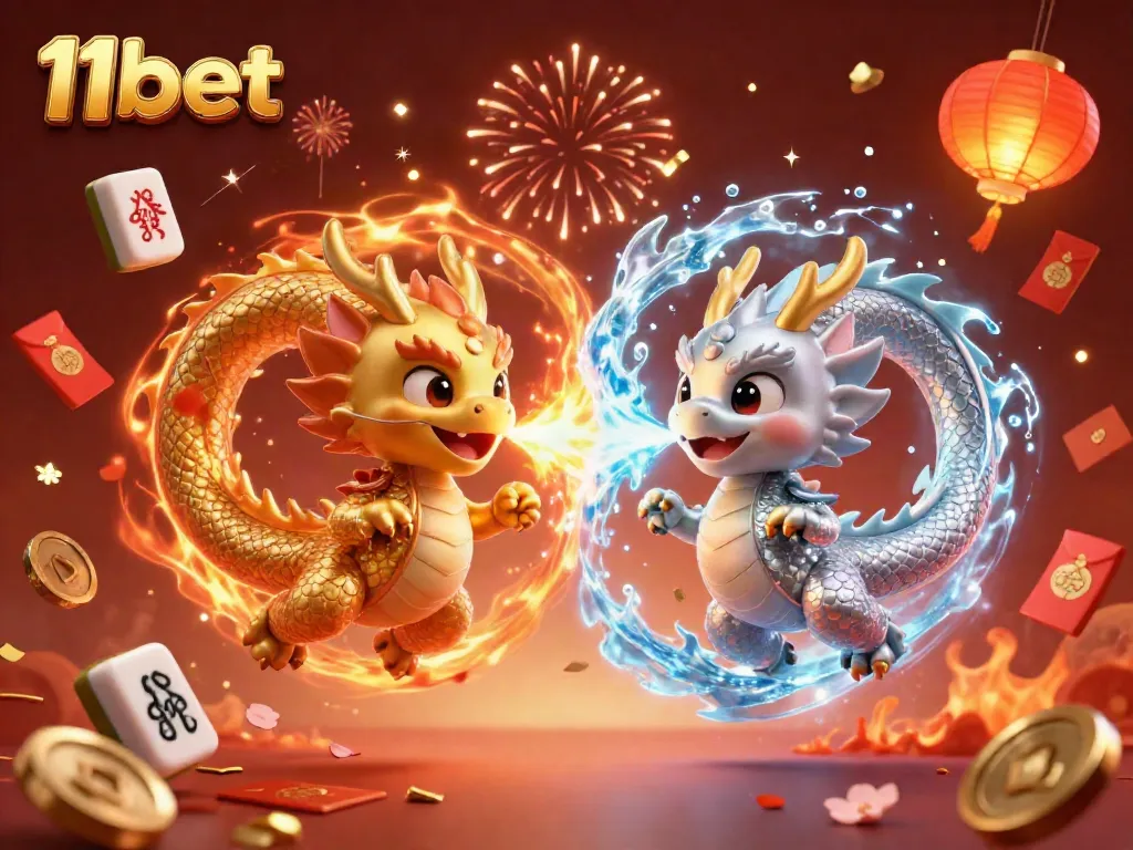 Experience the thrill of gaming with 11bet's vibrant dragon-themed illustration capturing dynamic betting moments.
