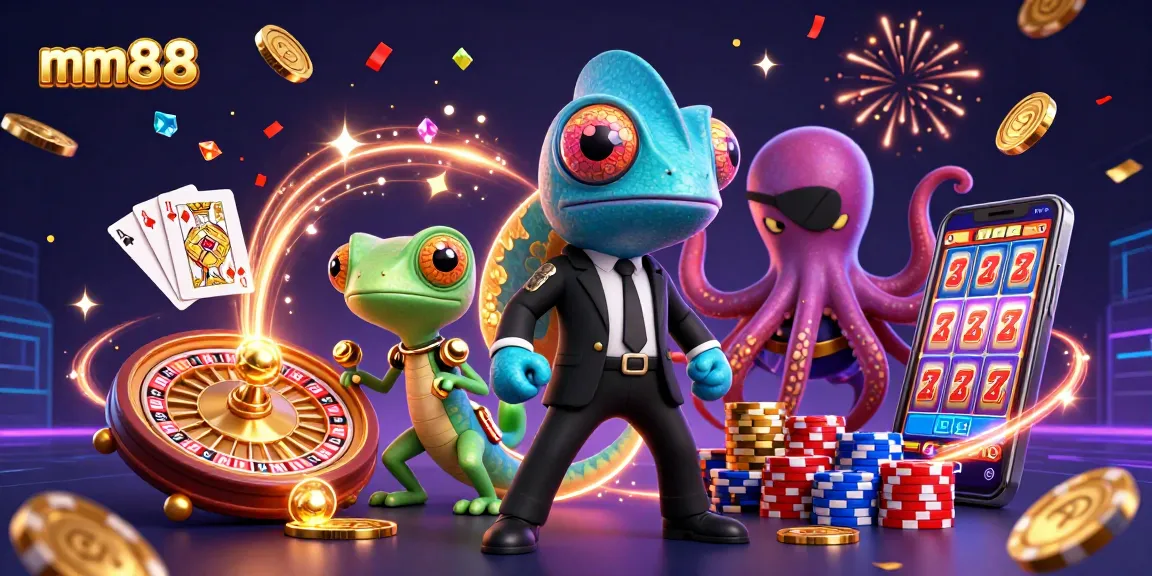Experience thrilling casino action with vibrant mm88 characters in a dynamic gaming scene.