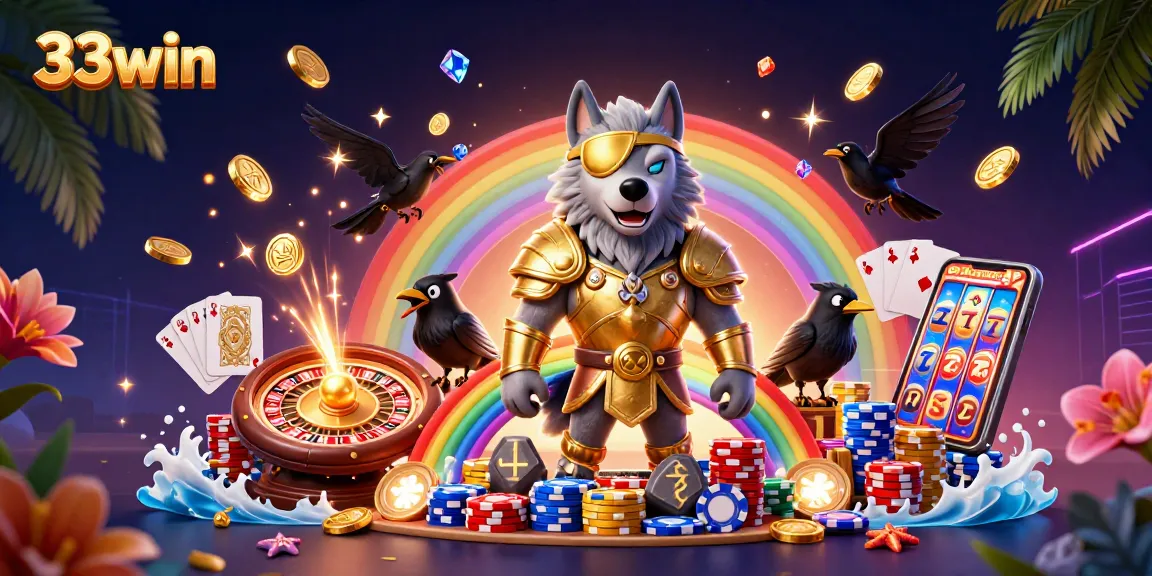 Engage with the vibrant world of 33win, showcasing a dynamic Norse mythology theme and exciting casino gaming elements.